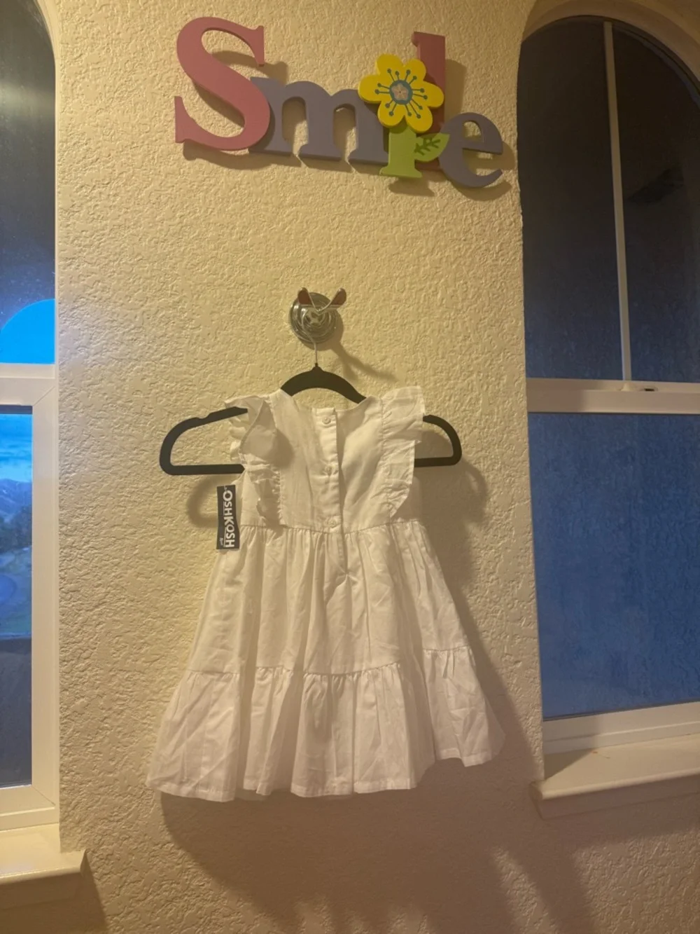 OshKosh B'gosh White Lace Dress 💯% Cotton Ruffle Size 2T Toddler,Party or Spring